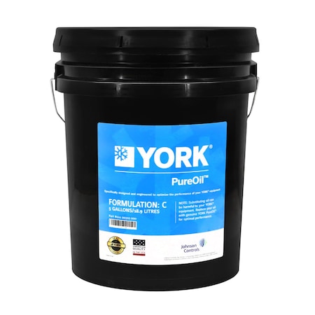 York 011-00312-000 - Lubricant, 5 gal, Bottle, Mineral Oil Base, 160 Degrees F Max Op Temp, Clear, Yellow